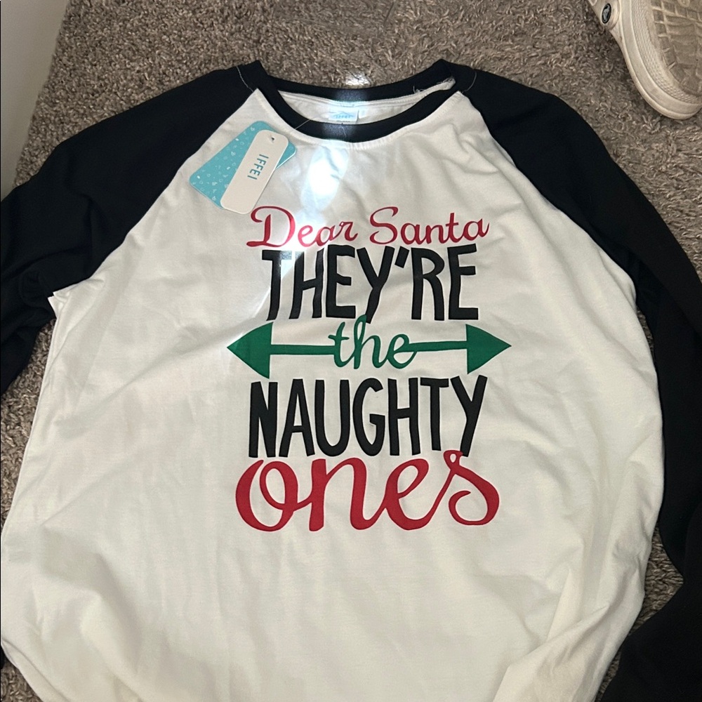 Women's Festive Black and White Pajama Top